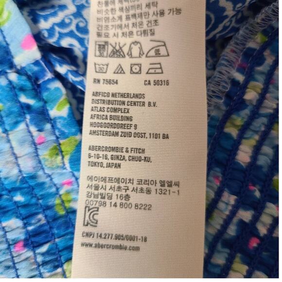 Abercombie & Fitch Women’s XS Peasant Romantic Blue Floral Blouse Top Cottage - Picture 7 of 11